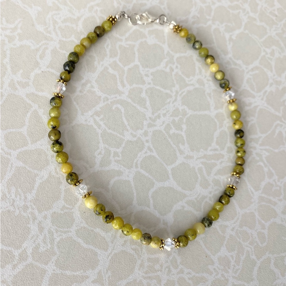African Jade Green Beaded Women’s Ankle Bracelet
